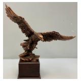 Vintage Copper Colored Eagle Statue On Base (One Claw Missing) 17" Tall