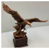 Vintage Copper Colored Eagle Statue On Base (One Claw Missing) 17" Tall