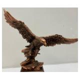 Vintage Copper Colored Eagle Statue On Base (One Claw Missing) 17" Tall