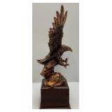 Vintage Copper Colored Eagle Statue On Base (One Claw Missing) 17" Tall