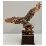 Vintage Copper Colored Eagle Statue On Base (One Claw Missing) 17" Tall