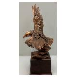 Vintage Copper Colored Eagle Statue On Base (One Claw Missing) 17" Tall
