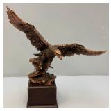Vintage Copper Colored Eagle Statue On Base (One Claw Missing) 17" Tall