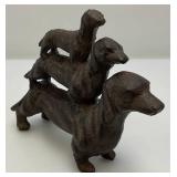 Vintage Tuscano Stacked Dachshunds Cast iron Doorstop  5 1/4" x 7"