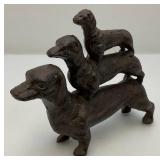 Vintage Tuscano Stacked Dachshunds Cast iron Doorstop  5 1/4" x 7"