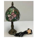 Two Small lamps One With Ornate Stainglass Shade 1= 24" Tall,  1= 11 1/4" Tall