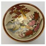 Vintage Japanese Kutani Bowl With Wood Base (Crazing Present Throughout Clearcoat) 3 3/4" T x 7 1/2"