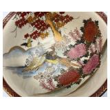 Vintage Japanese Kutani Bowl With Wood Base (Crazing Present Throughout Clearcoat) 3 3/4" T x 7 1/2"