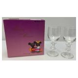 Walt Disney Co. Mickey And Minnie Mouse Pair Glass Set In Original Box