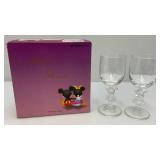 Walt Disney Co. Mickey And Minnie Mouse Pair Glass Set In Original Box