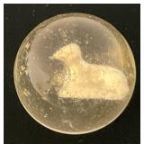 Antique  Approximately 1 3/8" German Sulphide Marble With Lamb