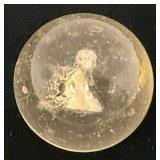 Antique  Approximately 1 3/8" German Sulphide Marble With Lamb