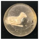 Antique  Approximately 1 3/8" German Sulphide Marble With Lamb