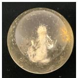 Antique  Approximately 1 3/8" German Sulphide Marble With Lamb