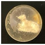 Antique  Approximately 1 3/8" German Sulphide Marble With Lamb