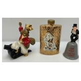 Vintage WADE Brand Jim Beam Collectible Fox With Cannon Figurine 6" x 6", Bar Bell And More