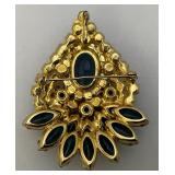 Vintage Large Juliana Multi Blue Colored Rhinestone Brooch 1 1/2" x 2 1/2"