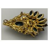 Vintage Large Juliana Multi Blue Colored Rhinestone Brooch 1 1/2" x 2 1/2"