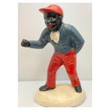 Vintage Heavy Cement Lawn Jockey With Fishing Pole And Fish 20"