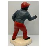 Vintage Heavy Cement Lawn Jockey With Fishing Pole And Fish 20"