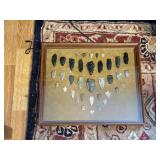 Framed Collection of 34 Native American Arrowheads and Points