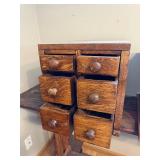 Vintage 6-Drawer Oak Desktop Organizer Cabinet