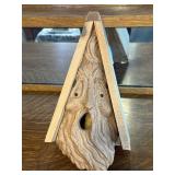 Hand-Carved Wood Birdhouse with Tree Spirit Face Design
