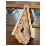 Hand-Carved Wood Birdhouse with Tree Spirit Face Design