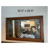 Rectangular Wood Framed Wall Mirror 32.5 x 20.5 Inches
