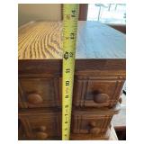 Vintage Wooden Four-Drawer Sewing Box with Decorative Detailing