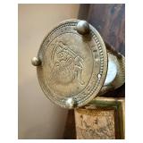 Decorative Brass Hourglass with Sand and Vintage Style Map Chest