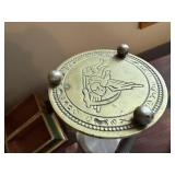 Decorative Brass Hourglass with Sand and Vintage Style Map Chest