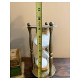 Decorative Brass Hourglass with Sand and Vintage Style Map Chest