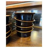Ironstone Octagon USA Brown and Black Stoneware Dinnerware Set 8 Place Settings