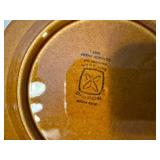 Ironstone Octagon USA Brown and Black Stoneware Dinnerware Set 8 Place Settings