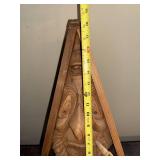 Hand-Carved Wooden Birdhouse Art with Whimsical Spirit Face and Pipe