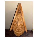 Hand-Carved Wooden Gnome Face Bird House, 14 Inch Folk Art Plaque