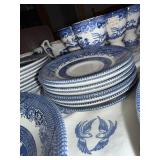 Blue Willow China Dinnerware Set with Plates, Bowls, Cups and Serving Pieces - 8 Place Settings
