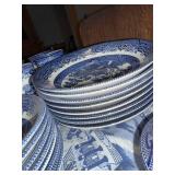 Blue Willow China Dinnerware Set with Plates, Bowls, Cups and Serving Pieces - 8 Place Settings