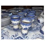 Blue Willow China Dinnerware Set with Plates, Bowls, Cups and Serving Pieces - 8 Place Settings