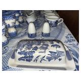 Blue Willow China Dinnerware Set with Plates, Bowls, Cups and Serving Pieces - 8 Place Settings