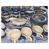 Blue Willow China Dinnerware Set with Plates, Bowls, Cups and Serving Pieces - 8 Place Settings