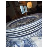 Blue Willow China Dinnerware Set with Plates, Bowls, Cups and Serving Pieces - 8 Place Settings