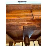 Vintage Oak Dining Table with 5 Wooden Chairs and Spiral Legs and Two leaves