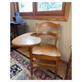 Vintage Wood School Desk Chair with Attached Writing Tablet