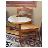 Vintage Wood School Desk Chair with Attached Writing Tablet