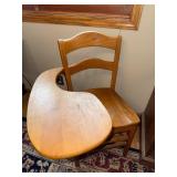 Vintage Wood School Desk Chair with Attached Writing Tablet