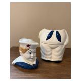 Sailor Boy Ceramic Cookie Jar with Blue Scarf and Red Star Hat