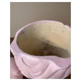 Vintage Pink Chef Cookie Jar with Blue Accents