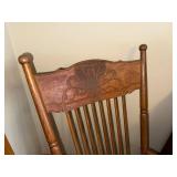 Antique Wooden Rocking Chair with Decorative Pressed Wood Back